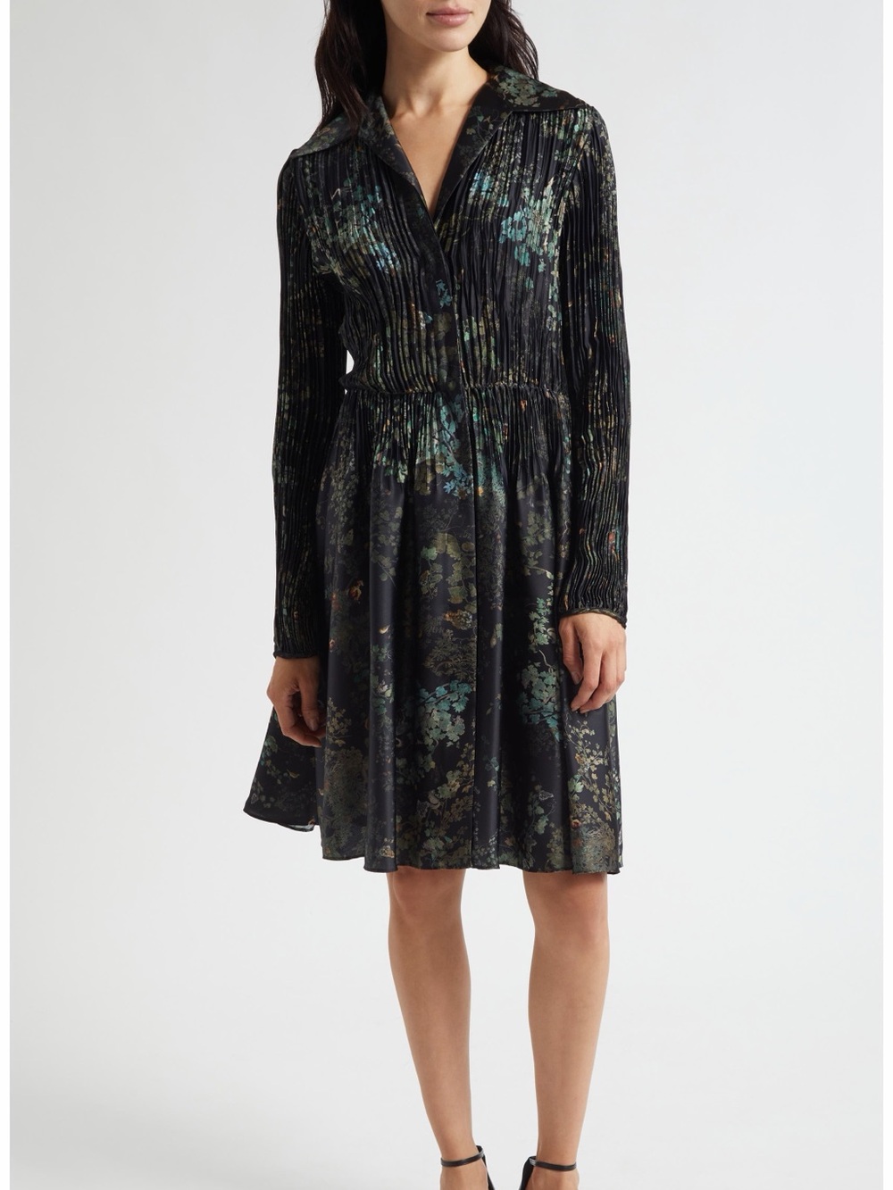 NWOT - Vince Grape Vine Crushed Satin Shirt Dress